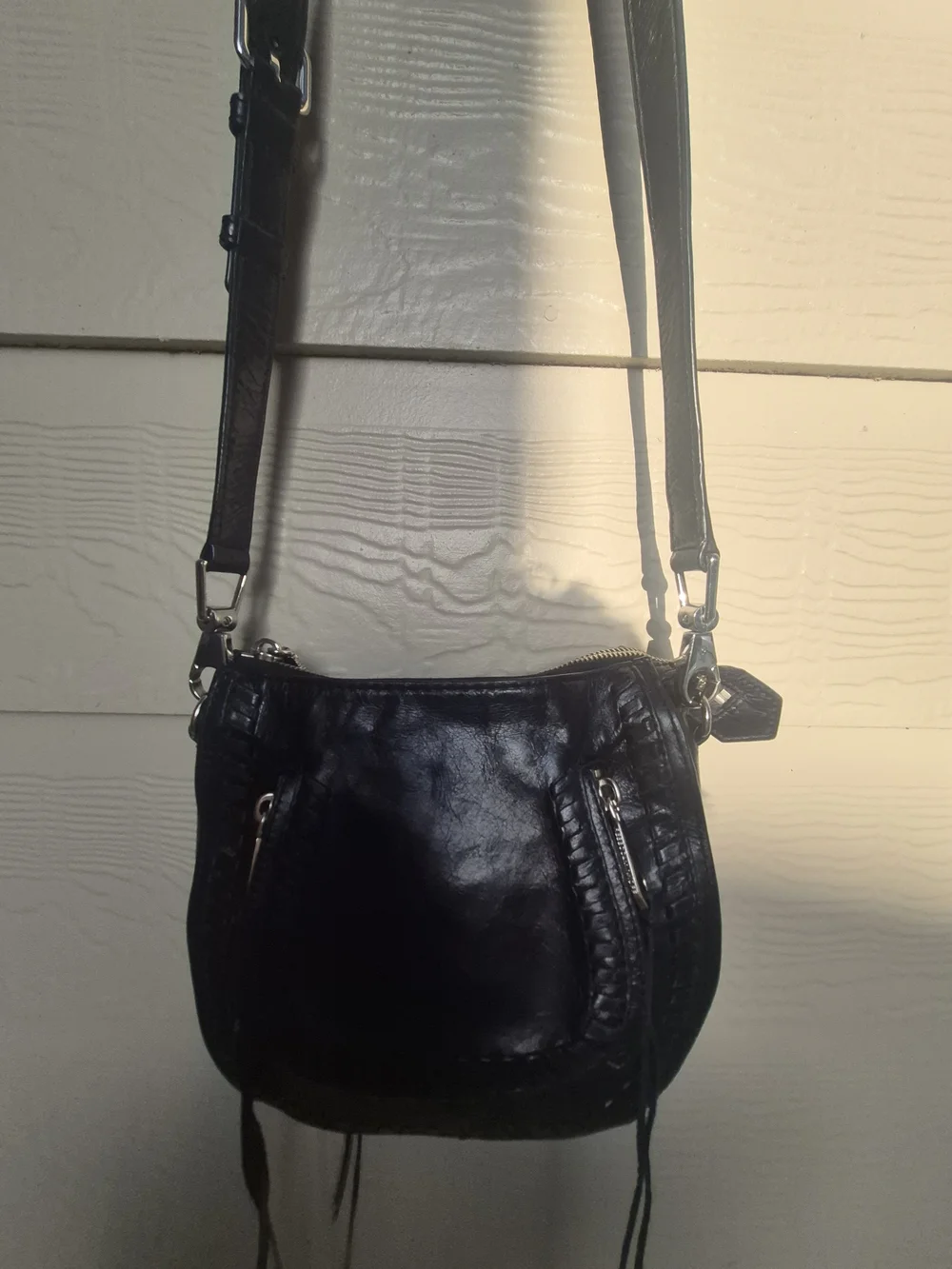 Rebecca Minkoff Black Leather Vanity Saddle Crossbody Bag